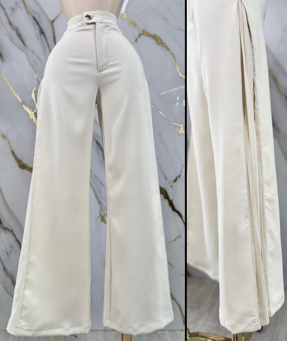 Cream Luxe Wide Leg Pants