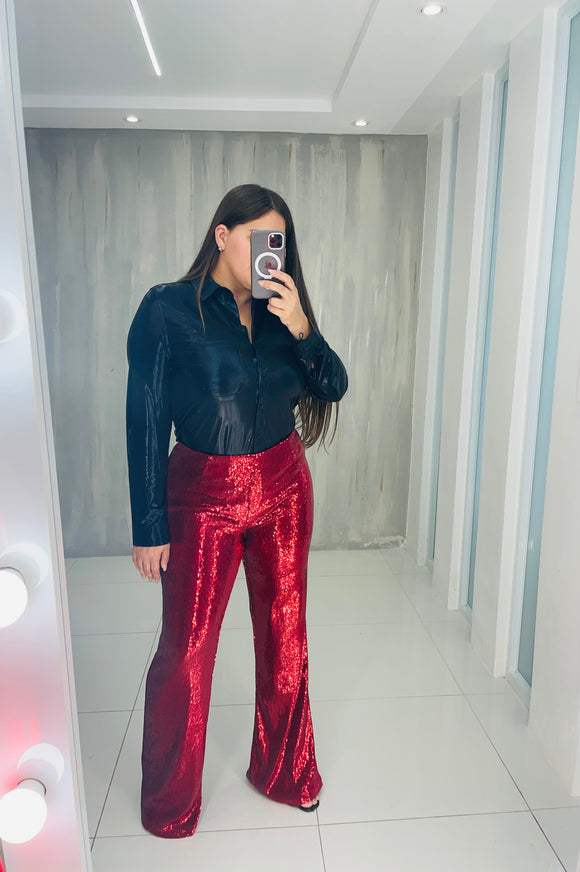 RED SEQUINS PANTS