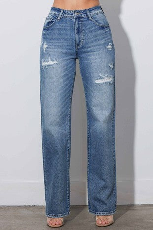 High-Rise Straight Jeans