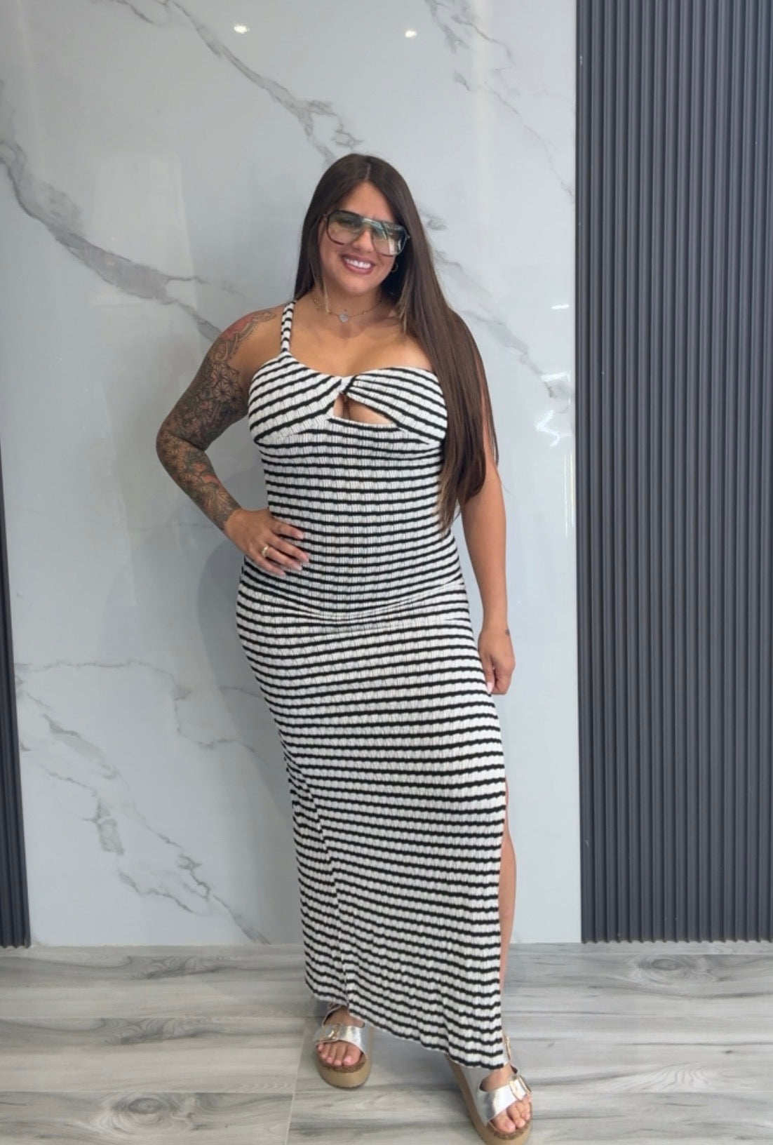 Curve Stripes Maxi Dress
