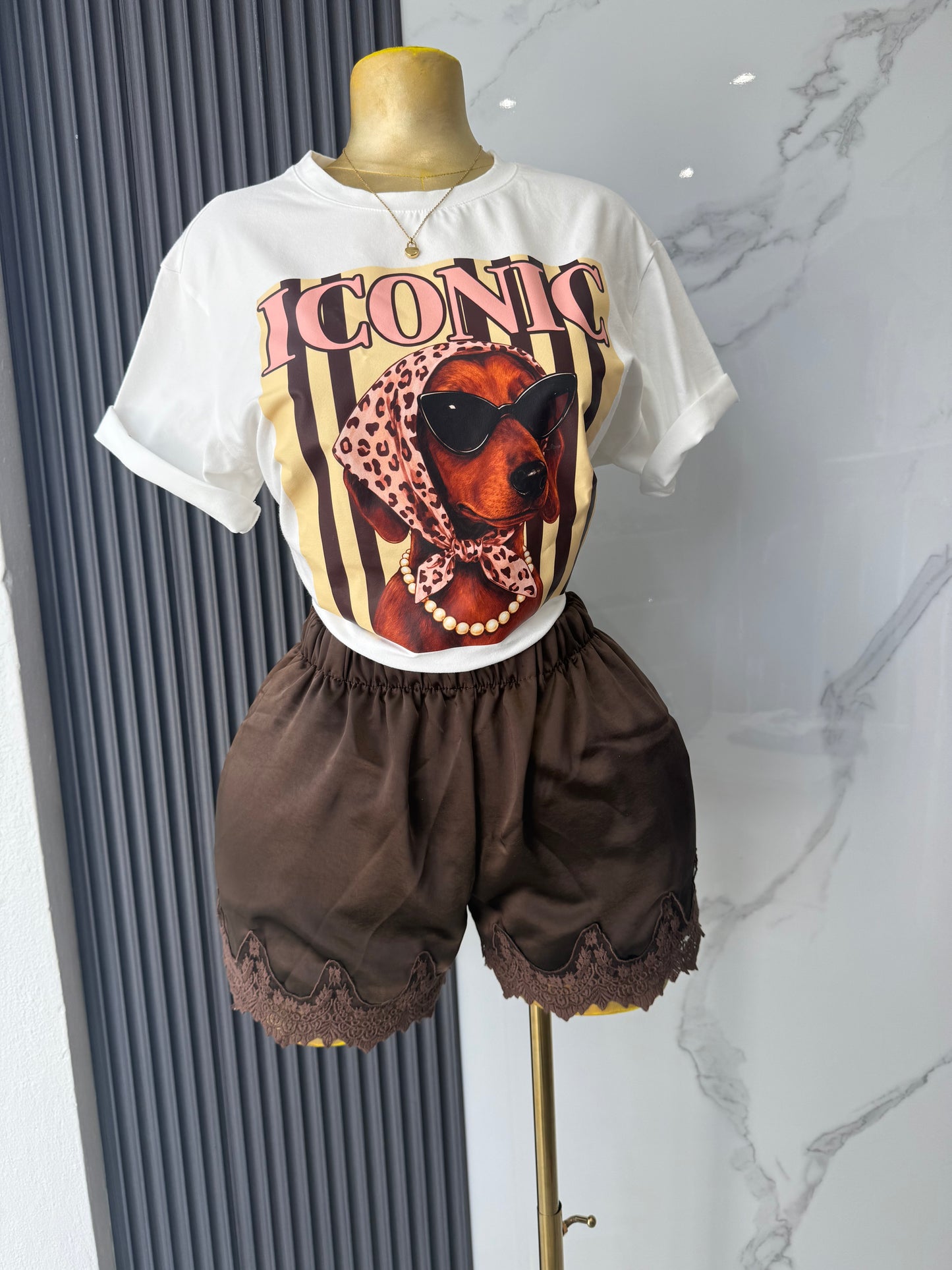 Lace Trim Satin Shorts