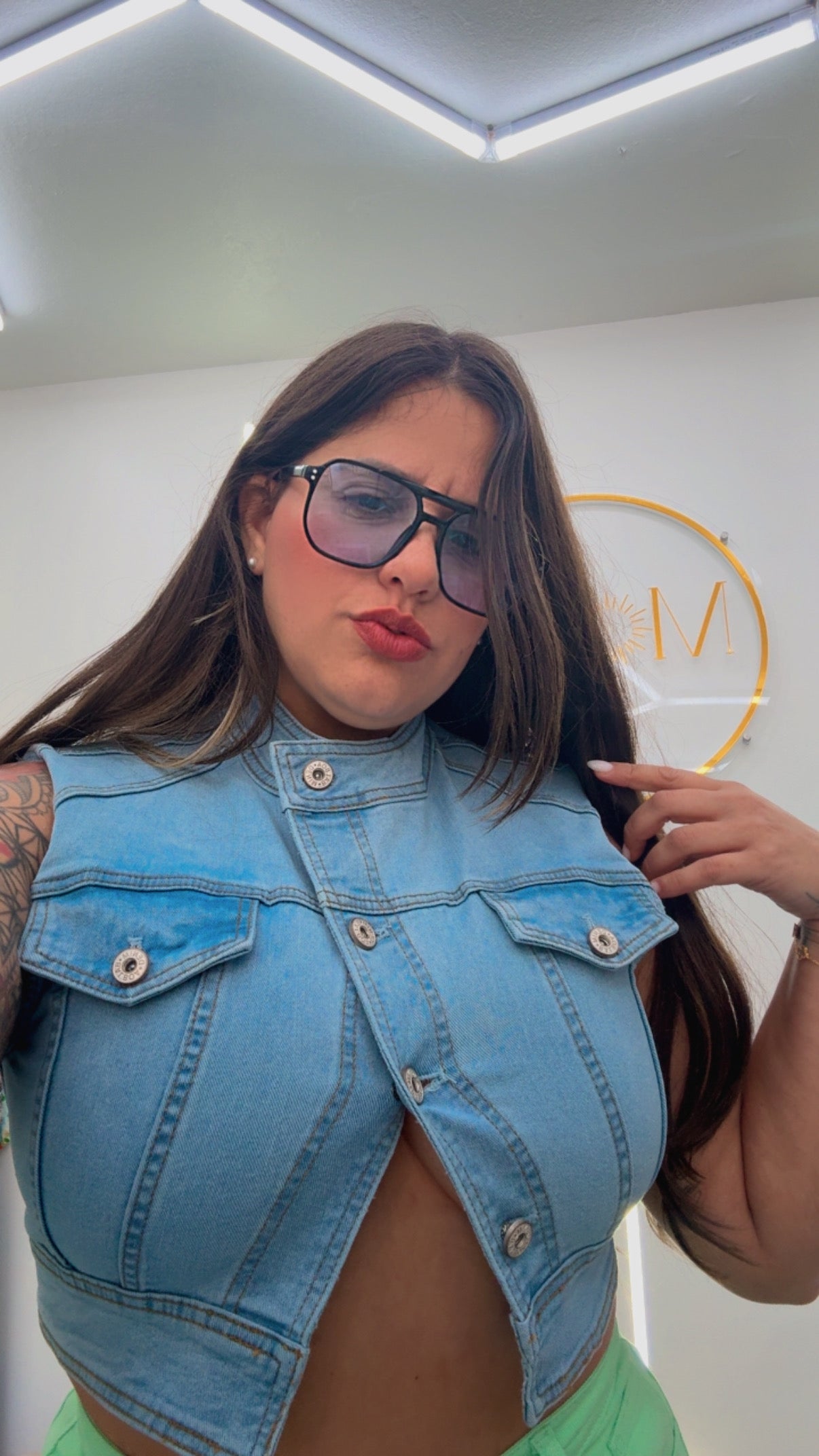 Asymmetrical Denim Top