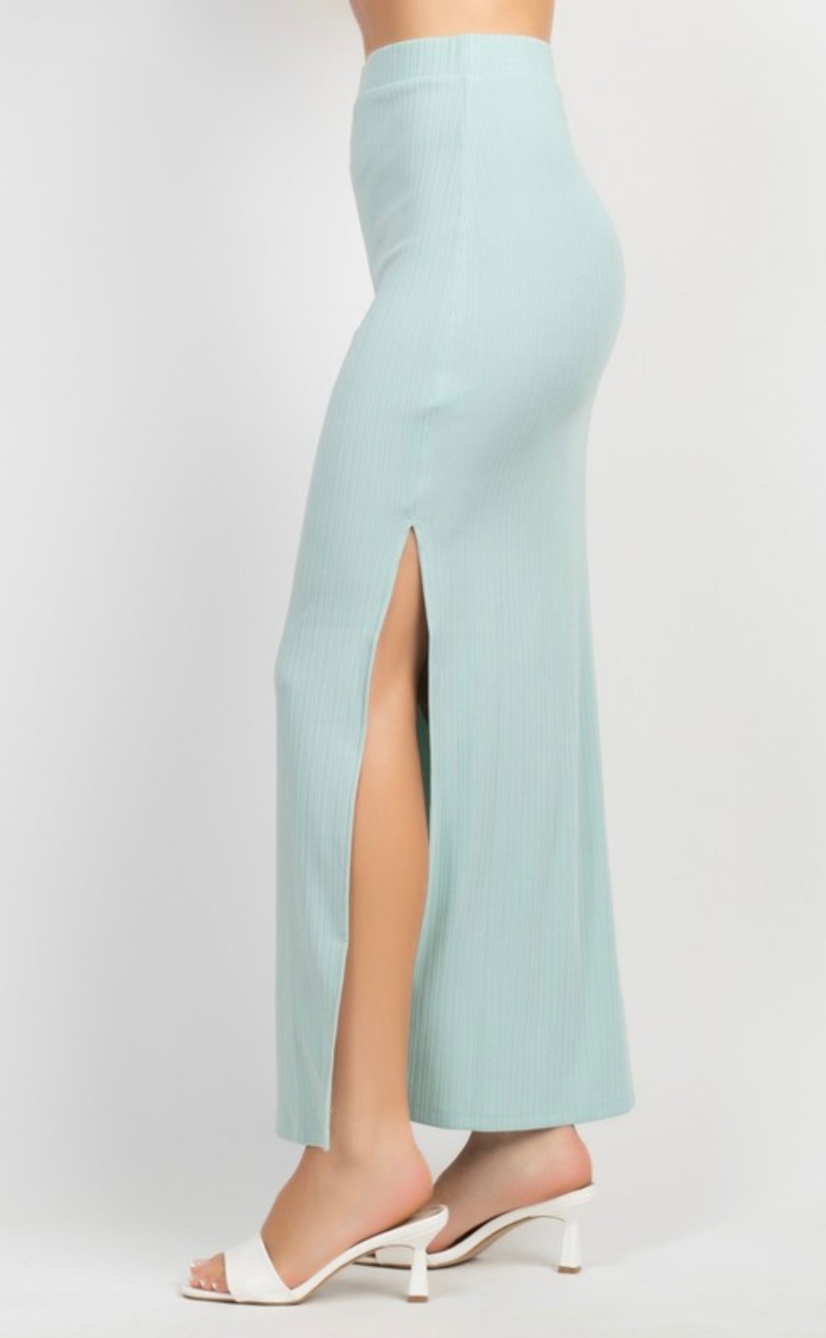 High-Rise Waist Side Slit Maxi Skirt