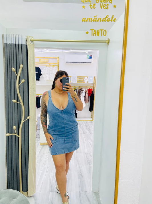 Denim Overall Short Dress