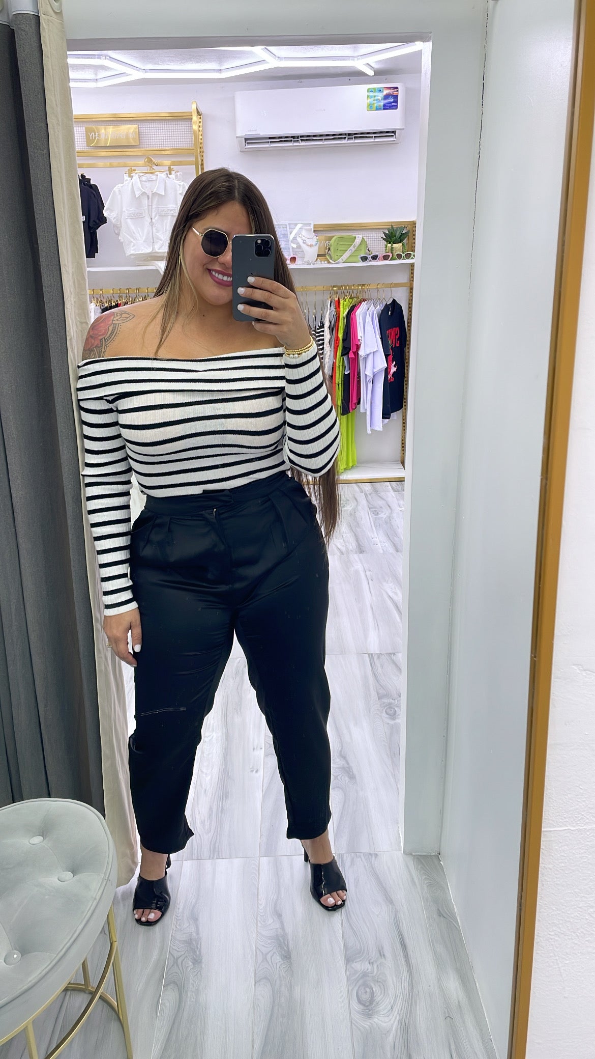 Striped Off The Shoulder Top