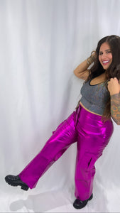 Metallic Cargo Pants