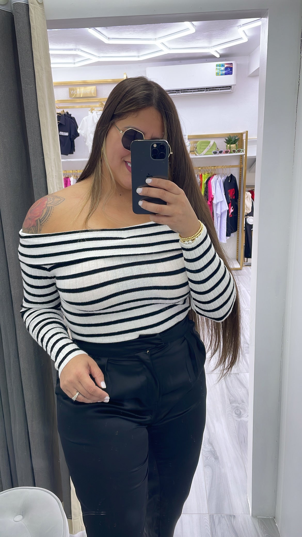 Striped Off The Shoulder Top