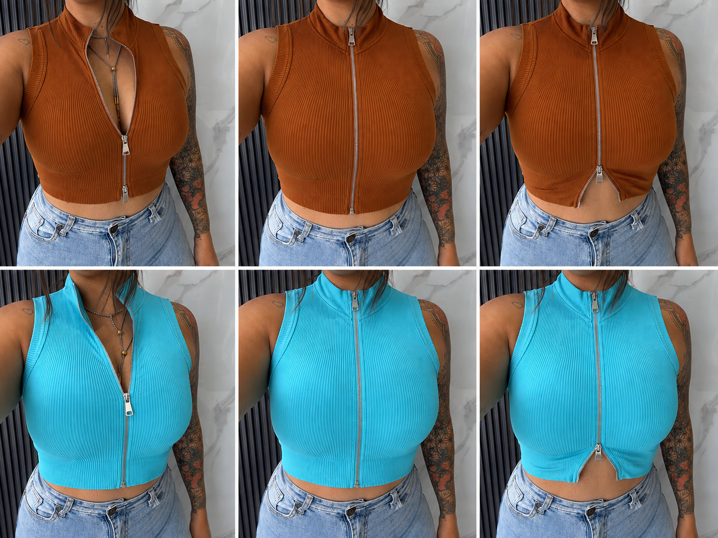 Double Zip Ribbed Basic