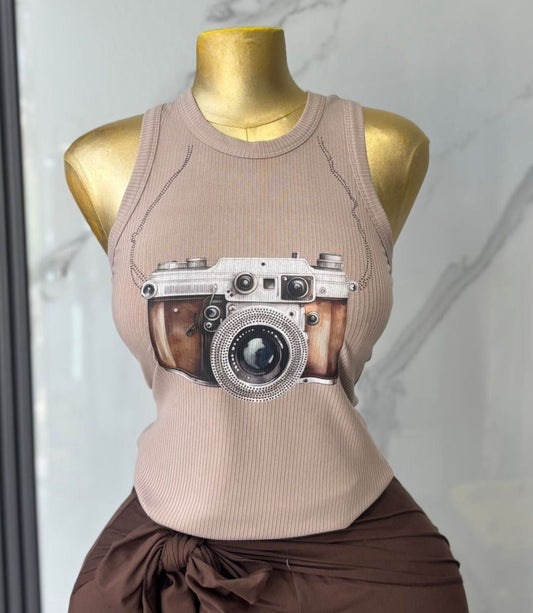 Camara Print Tank Top
