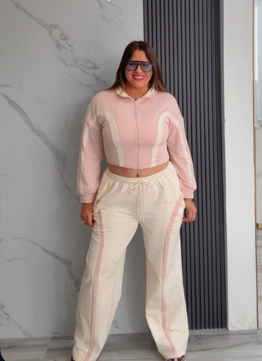 Color Block Pants Set