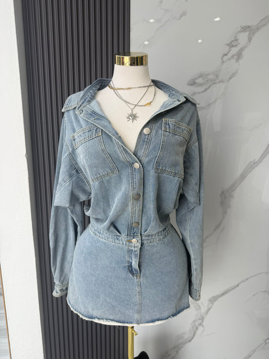Denim button down mini dress