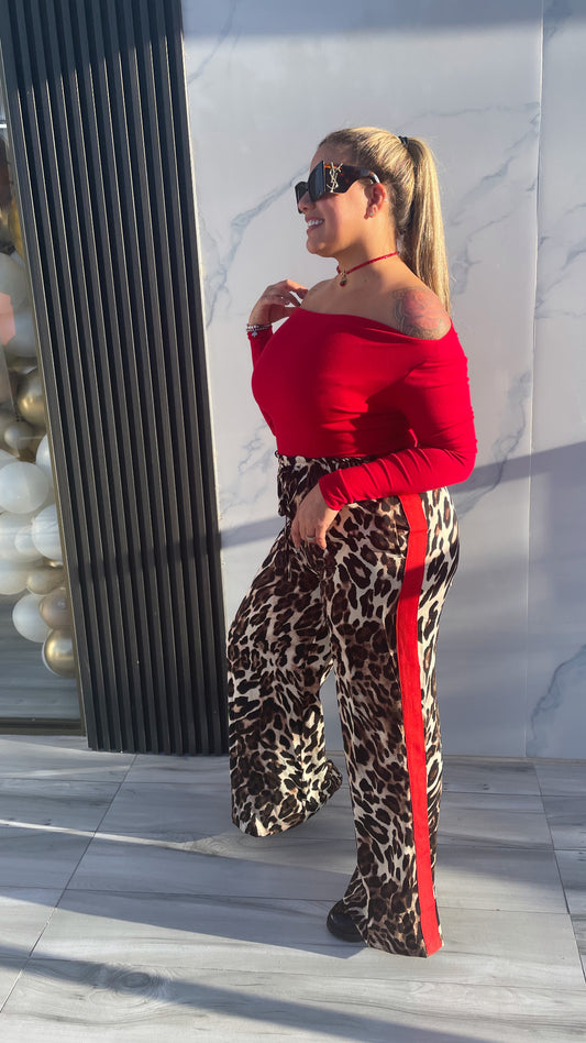 LEOPARD RED STRIPES PANTS