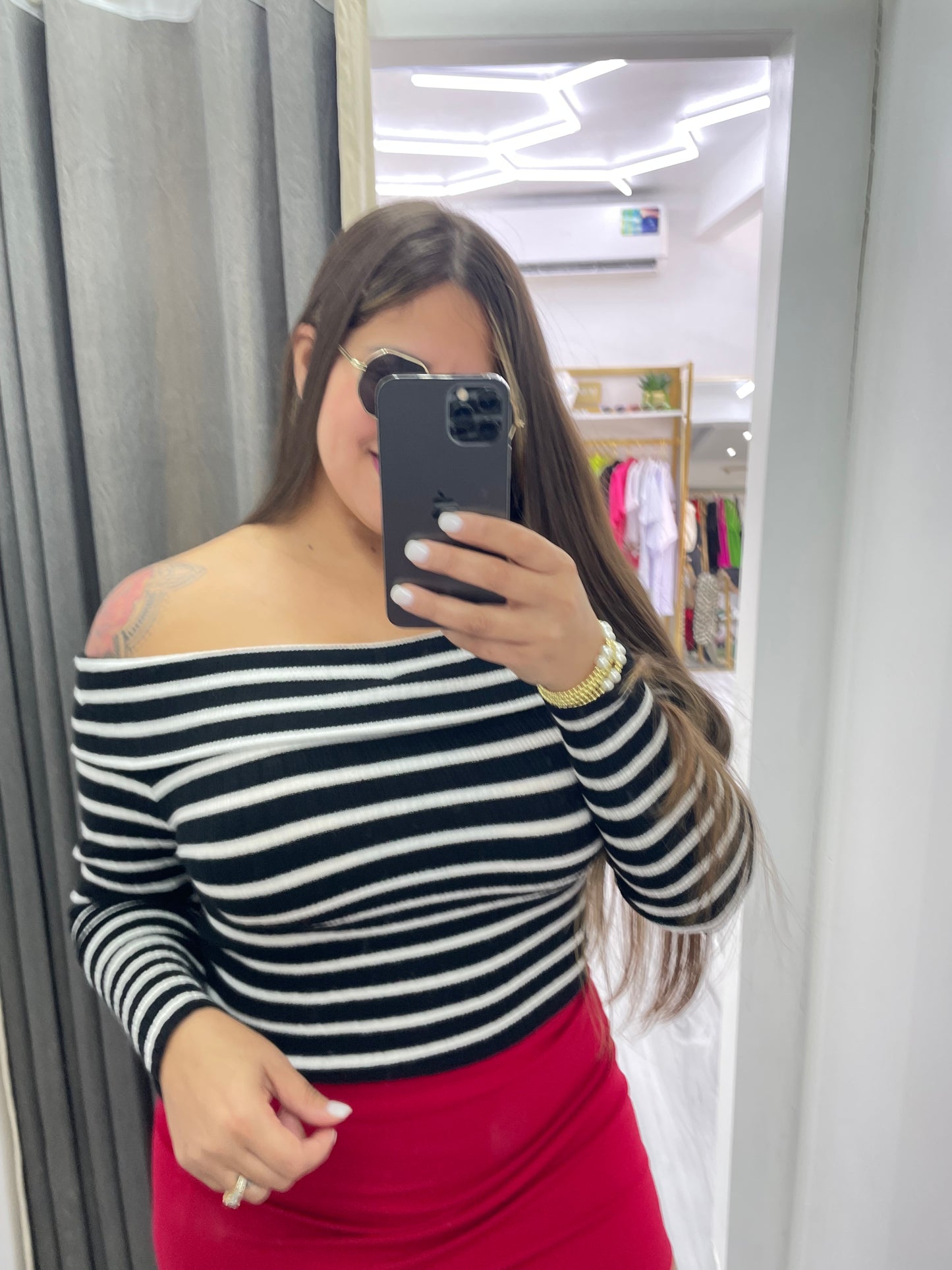 Striped Off The Shoulder Top