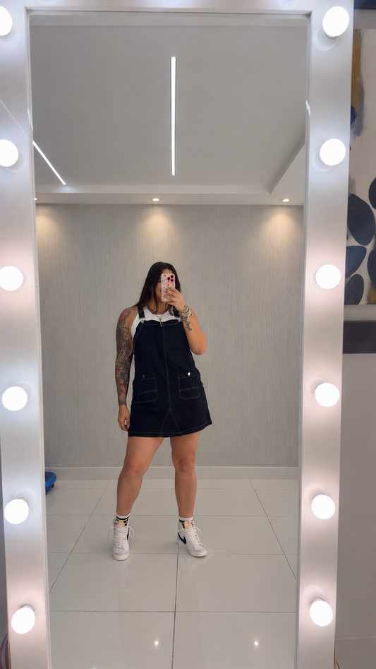 Black Overall Mini Dress