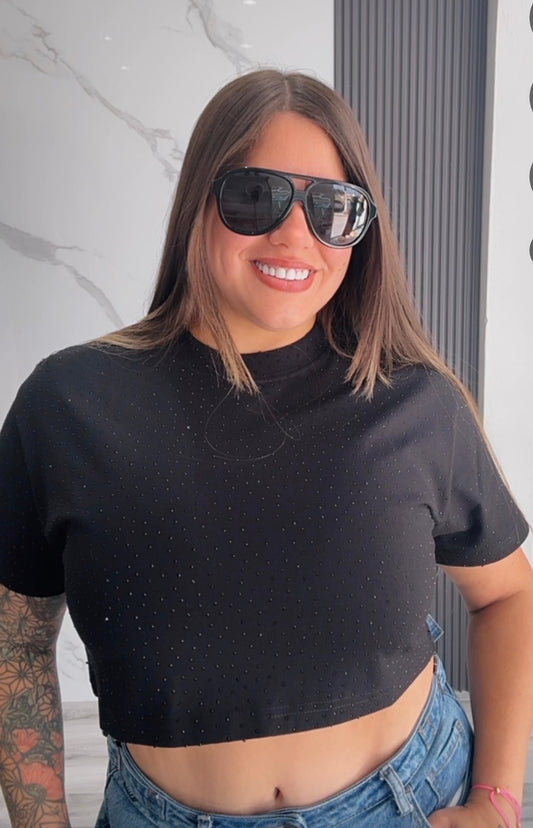 Rhinestone Crop Tee