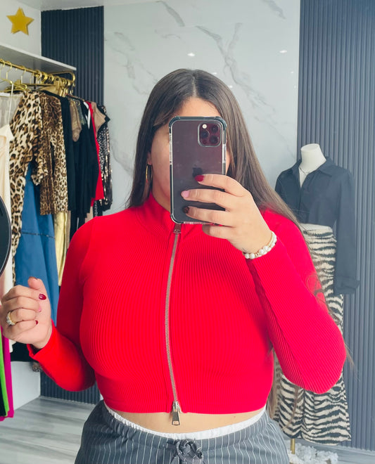 RED ZIPPER TOP