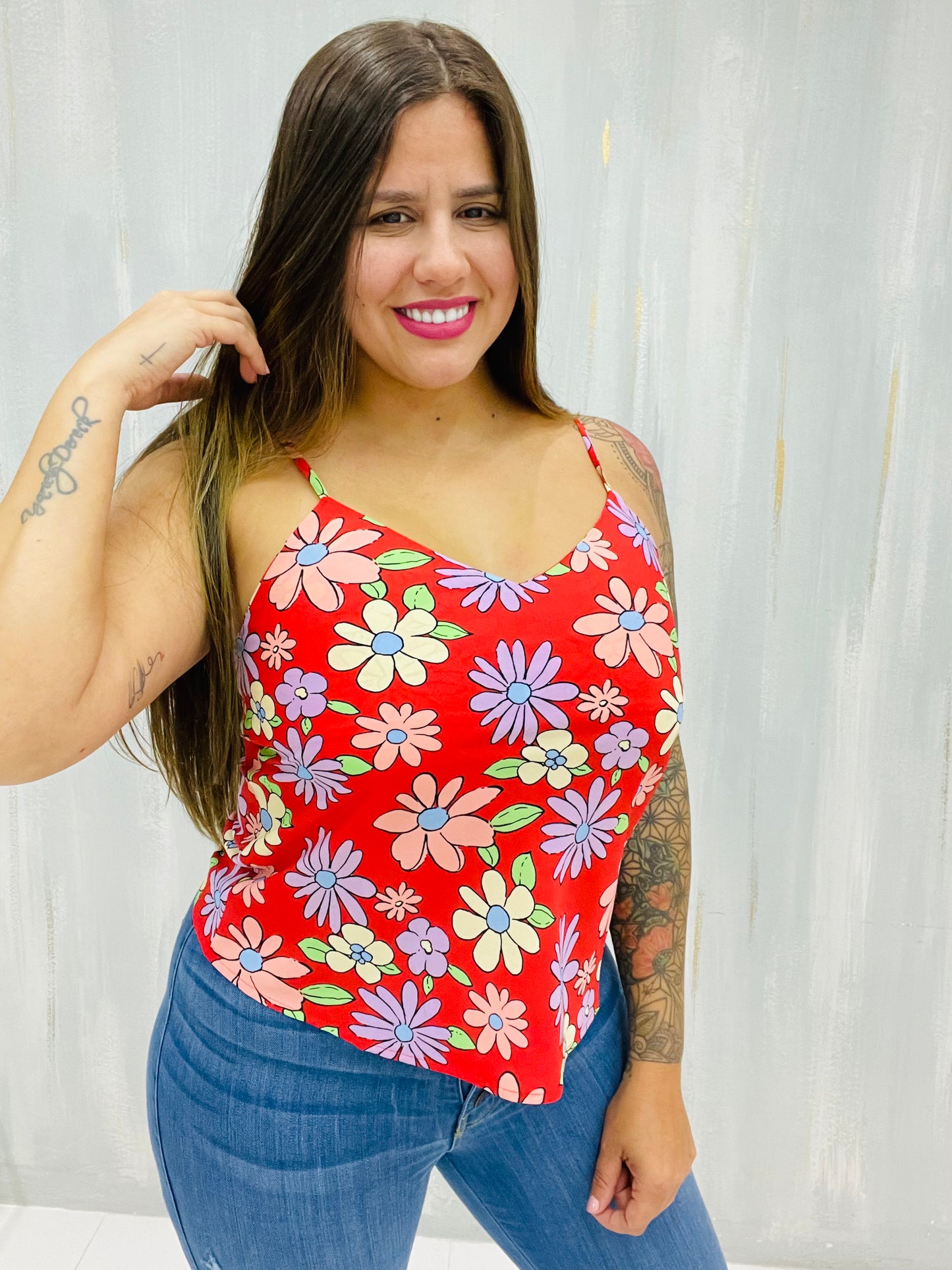 V neck daisy top