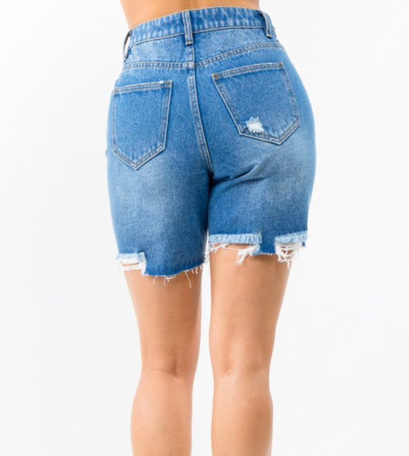 HIGH WAIST BOYFRIEND FIT DENIM SHORTS